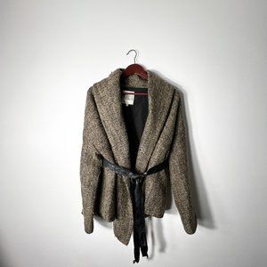 BB Dakota Brown Wool Collared Lined Coat Jacket, Size S